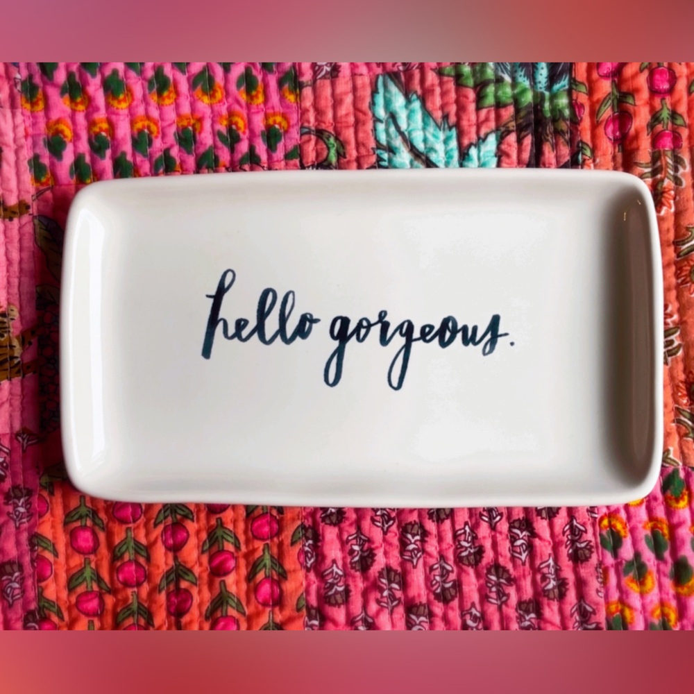 Rae Dunn Cream Tray with Black Script